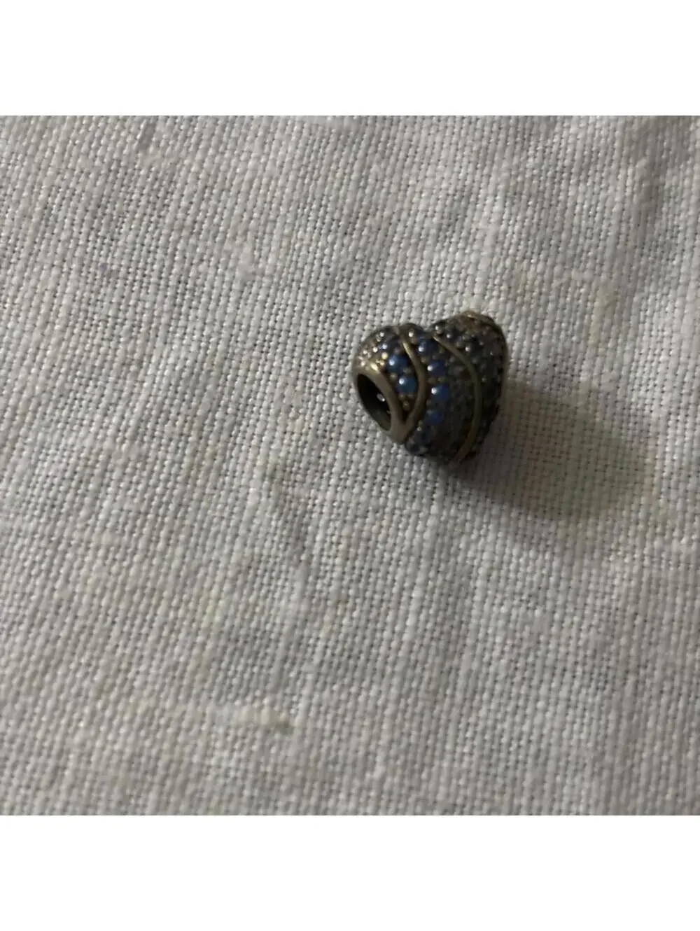 Pandora Heart-Shaped Silver and Blue Stone Pendant bracelet charm